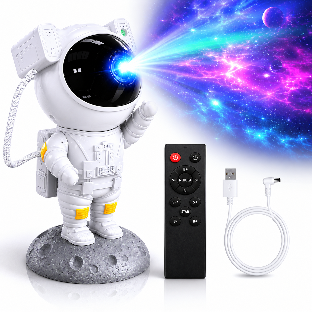 Astronaut Galaxy Projector Night Light with Remote Control, 360° Adjustable Star Projector Lamp, 8 Nebula Modes LED Space Light for Kids Bedroom, Gaming Room & Home Decoration